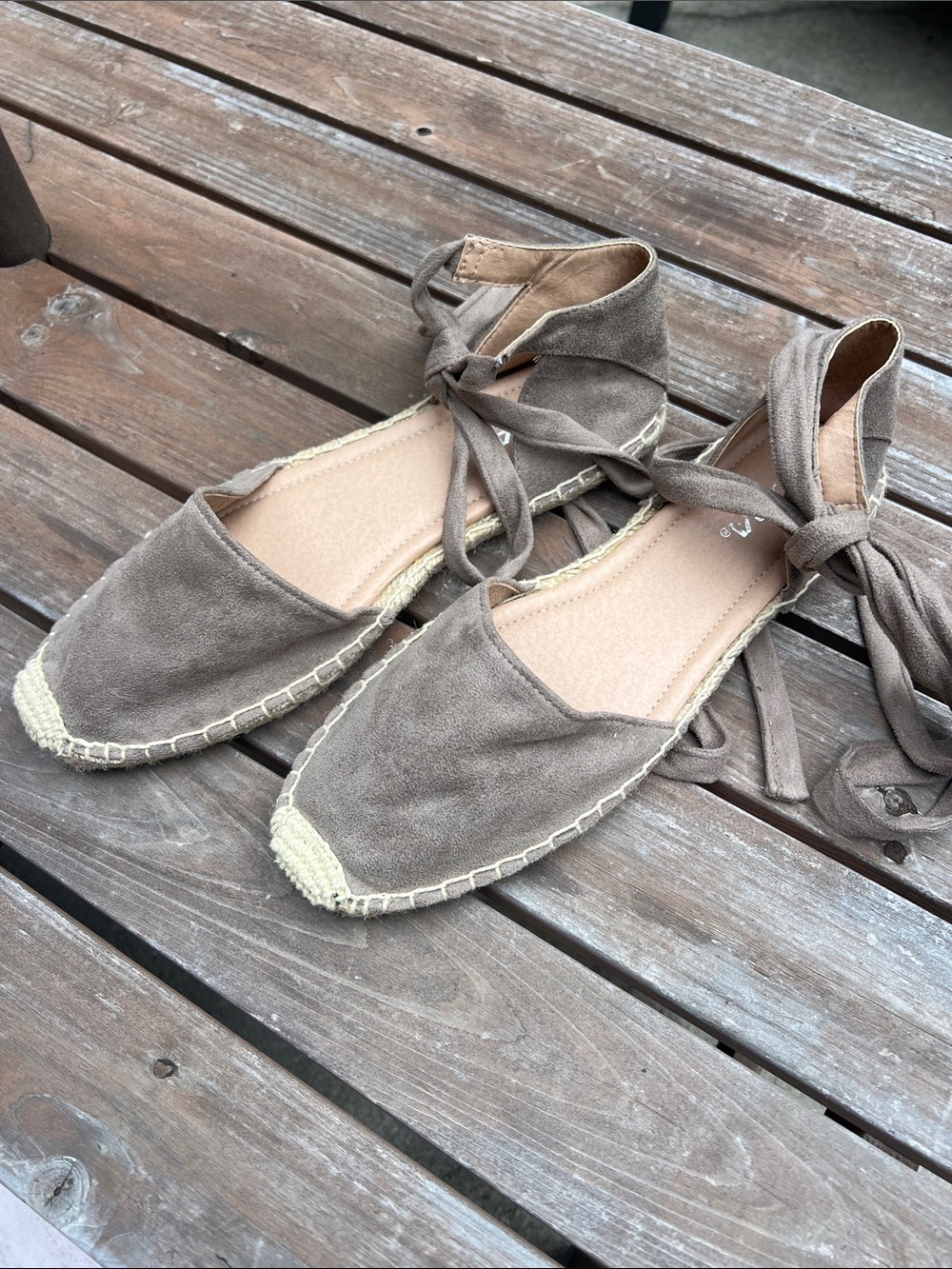 Soda Taupe Suede Tie-Ankle Espadrilles